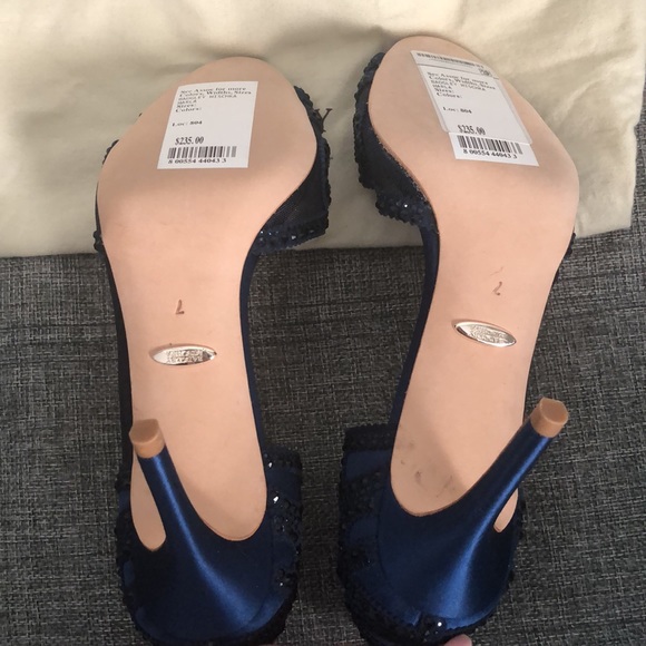NWT Badgley Mischka Marla Navy Blue Evening Heels Size 7 US - Picture 5 of 9